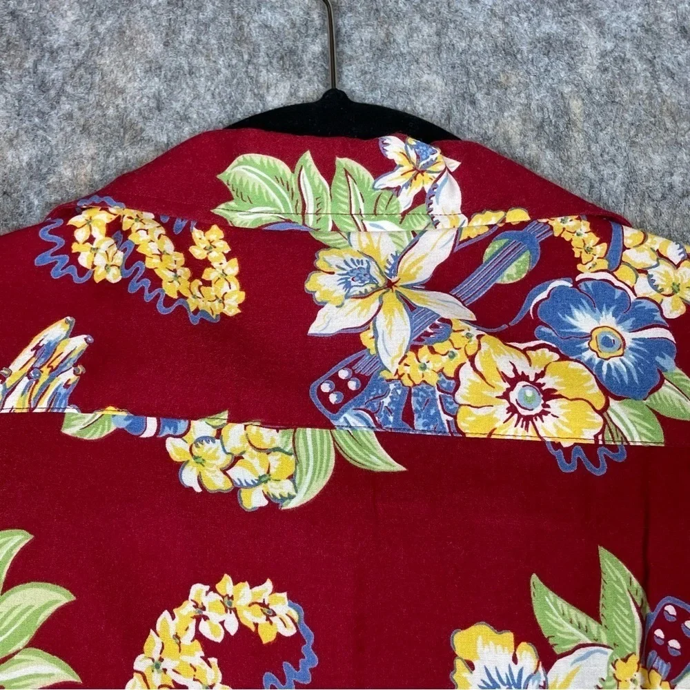Polo Ralph Lauren Floral Lei Ukulele Hawaiian Preppy Summer Fun Camp Shirt Sz M